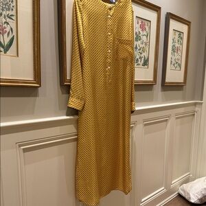 Sleepy Jones Mustard Polka Dot Long Sleeve Dress